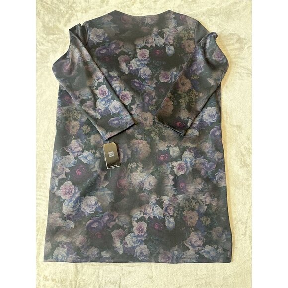 Women’s Clara Sun Woo Floral Dress Dark Purple Black 2 Pockets Plus 1X - Picture 15 of 16